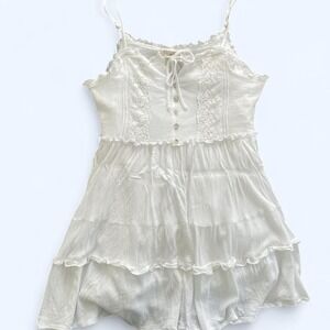 White lace mini babydoll cotton boho dress size L by Chelsea Violet